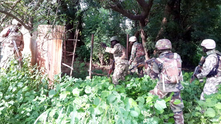 PIC. 32. NIGERIAN ARMY TROOPS CLEARING BOKO HARAM ENCLAVES ALONG AXIS OF ADVANCE FROM BITTA TO TOKUMBERE, SAMBISA FOREST IN BORNO ON WEDNESDAY (9/8/15). 6521/9/9/2015/OCC/BJO/NAN